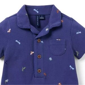 Navy Dragonfly Print Kids Button Down Shirt